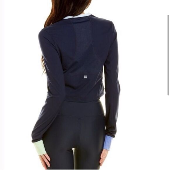 Sweaty Betty power half zip crop workout top long sleeved large colorblock - Picture 4 of 11